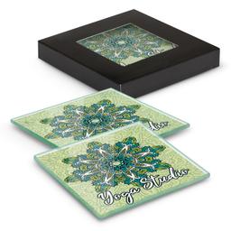 Venice Glass Coaster Set of 2 Square - Full Colour - 120164-0