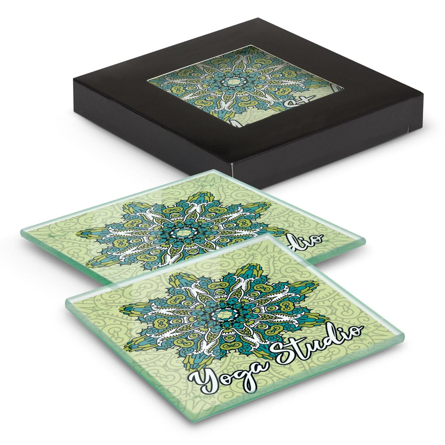 Venice Glass Coaster Set of 2 Square - Full Colour - 120164-0