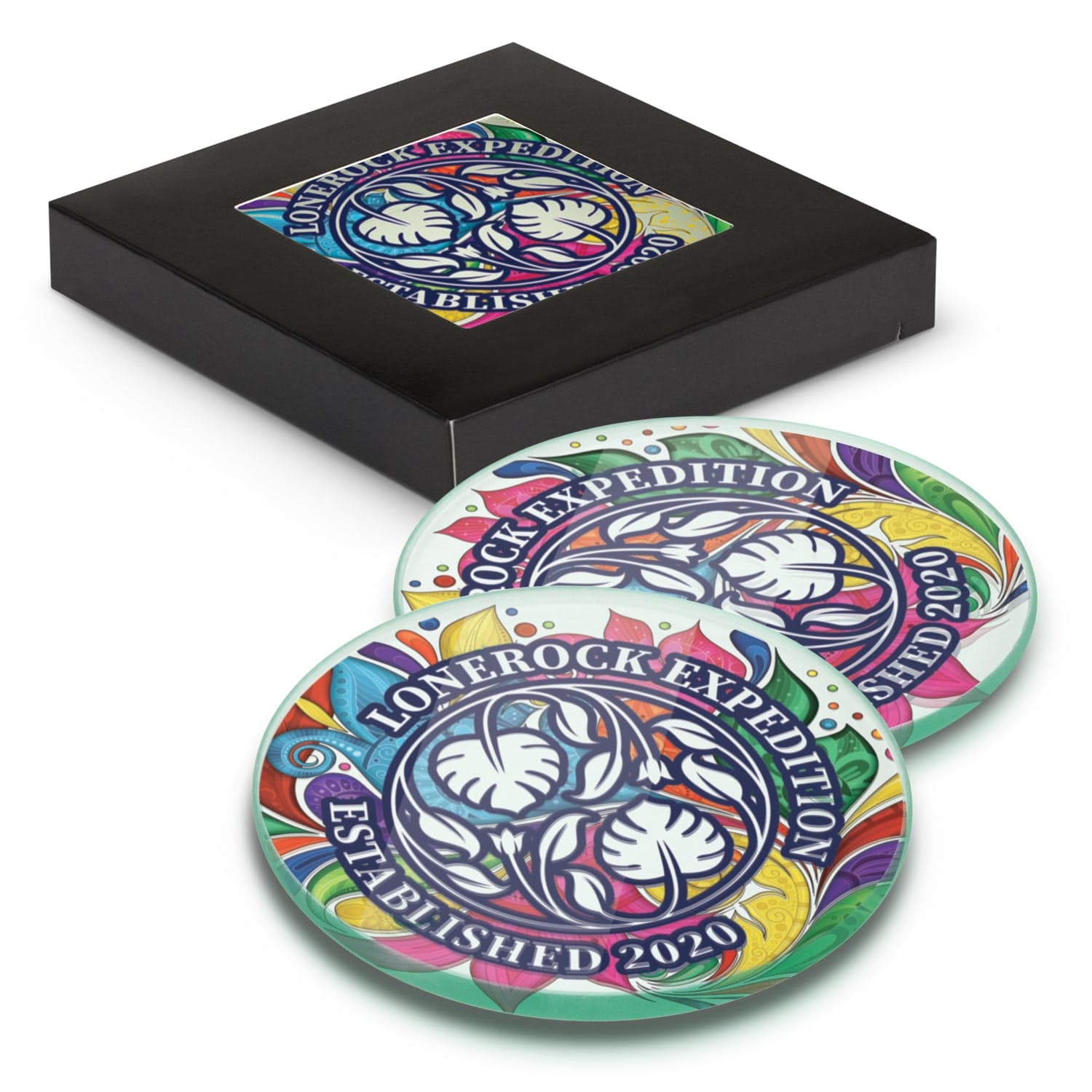 Venice Glass Coaster Set of 2 Round - Full Colour - 120165-0