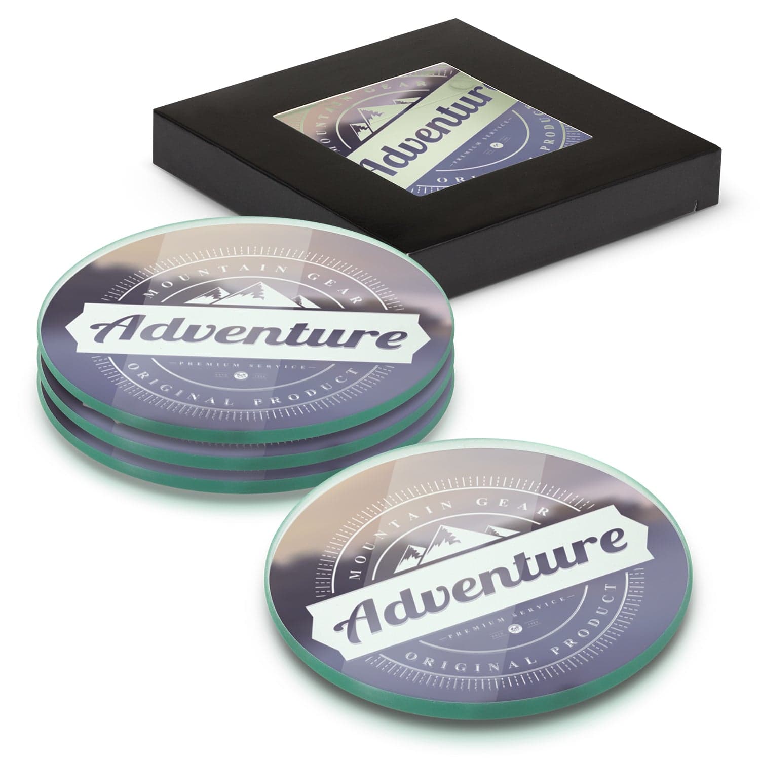 Venice Glass Coaster Set of 4 Round - Full Colour - 120167-0