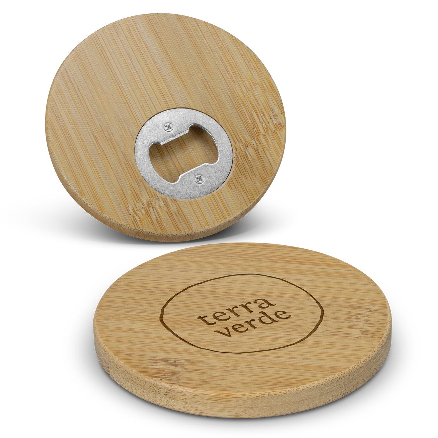 Bamboo Bottle Opener Coaster - Round - 125938-0