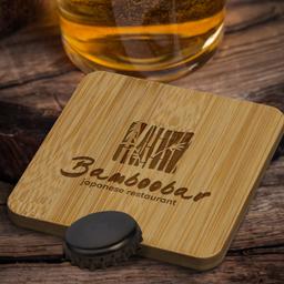 Bamboo Bottle Opener Coaster - Square