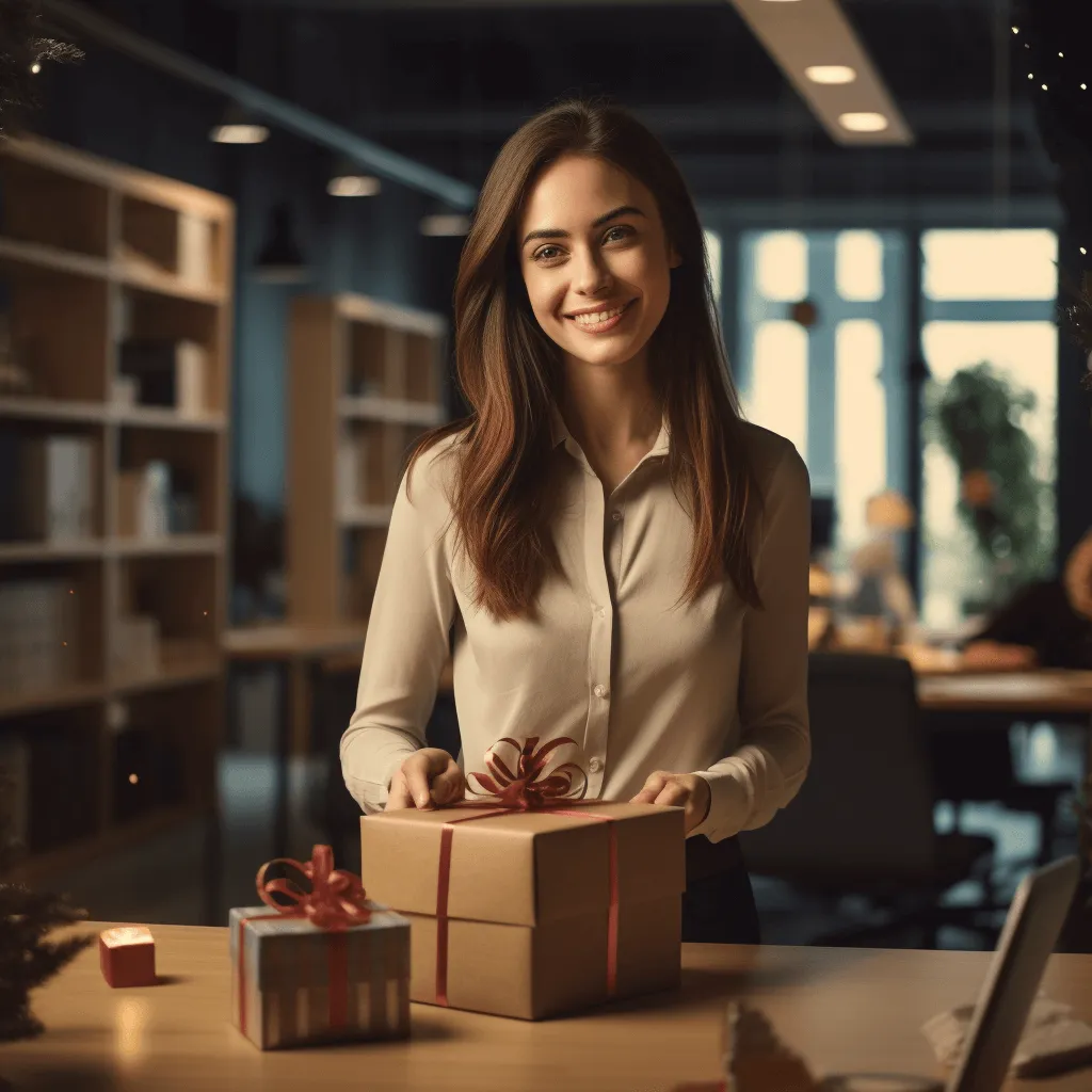Employee opening their gift box